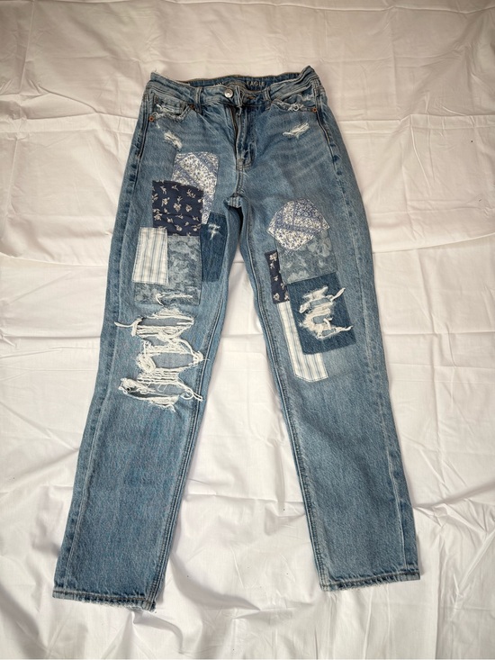 American Eagle Outfitters Denim - American Eagle Outfitters Light Blue Patchwork Distressed Jeans